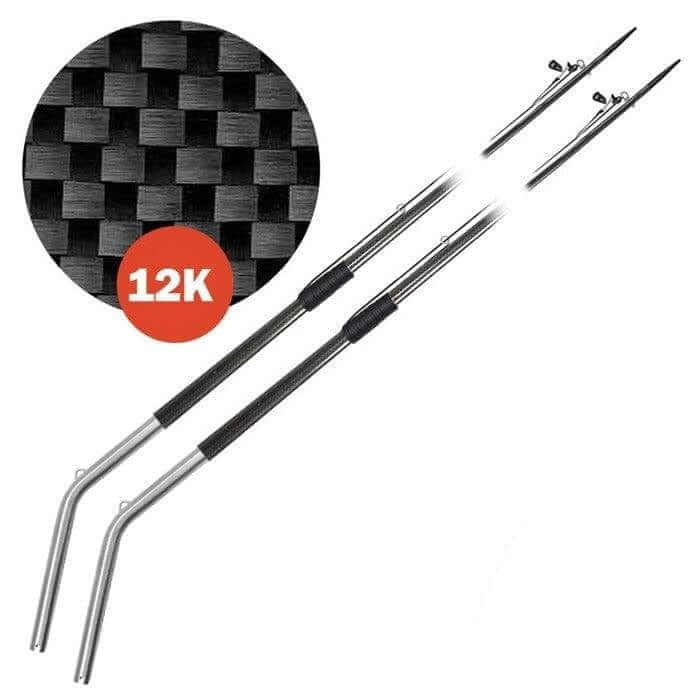 Kilwell NZ Outriggers PP42CST 12K BB 4.6m (pr) shown with carbon texture and profile design.