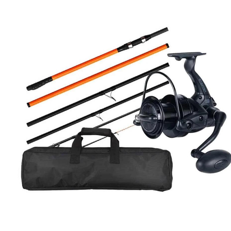 Tica Surf Combo Galant 1466, GTY10000, complete surf fishing set with rod, reel, and carrying case, ideal for travel.