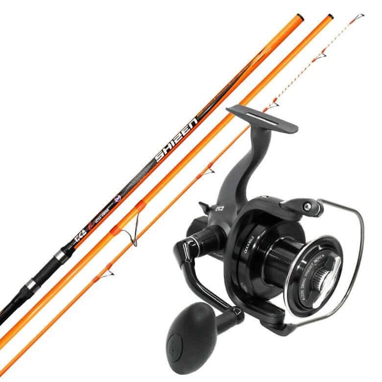 Tica Surf Combo Shizen 1403, FS10000 featuring surf casting rods and reel for high-performance fishing.