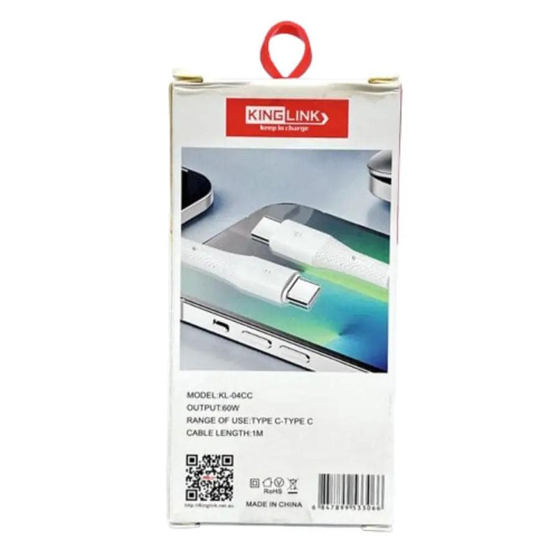 9eight5 Accessories Kinglink 1m PD 60W Type-C to Type-C Cable KL04CC Kinglink USB C Cable 1m PD 60W KL04CC Type C To Type C