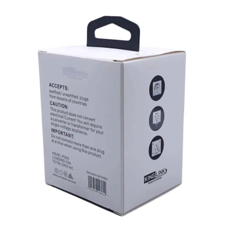 Multi-function Kinglink Travel Adapter P303 Wall Plug (USA, UK & Europe to NZ & AUS) by 9eight5