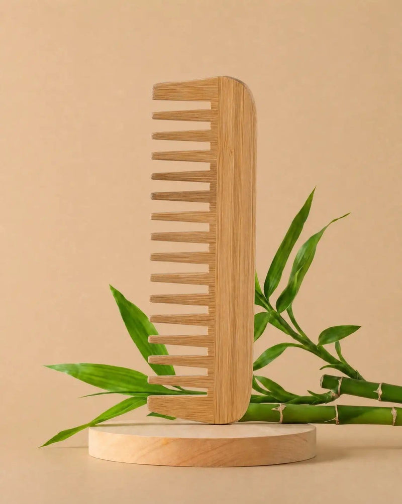 NaturalCare Bamboo Wide Tooth Comb For Thick Curly Hair Detangling Sustainable Bamboo Wide Tooth Comb For Thick Curly Hair