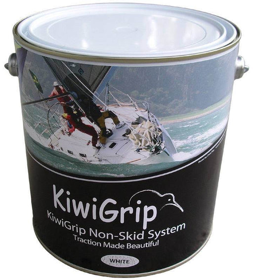 Kiwi Grip Non Slip Paint 4L White Kit canister showing non-skid application for marine surfaces.