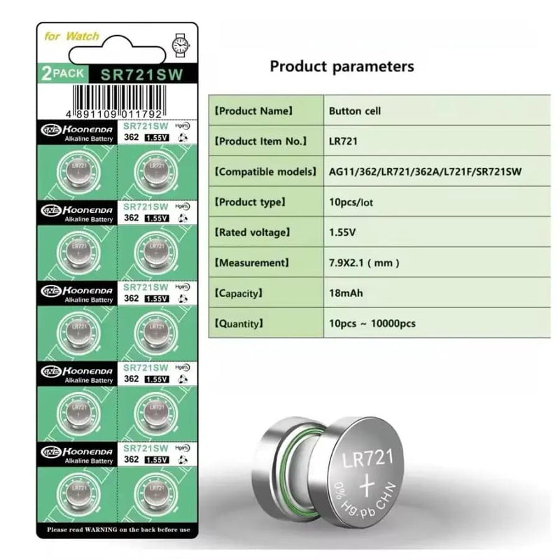 Watch Batteries for Koonenda 362 / 361 / SR721SW / AG11 (10 Pack) by That Watch Shop