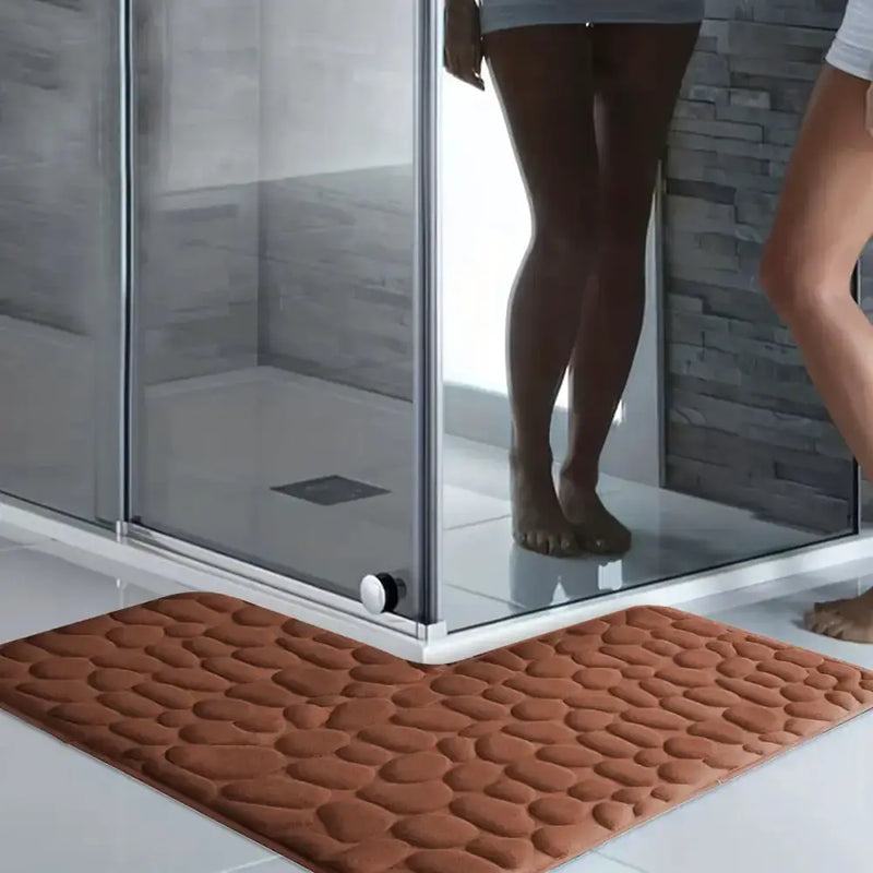 L-Shaped Embossed Bathroom Mat – Thick, Absorbent, Non-Slip (5 colours available) by Habicare
