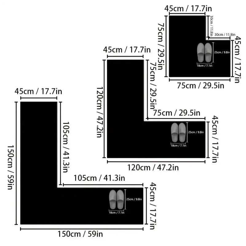 L-Shaped Embossed Bathroom Mat – Thick, Absorbent, Non-Slip (5 colours available) by Habicare