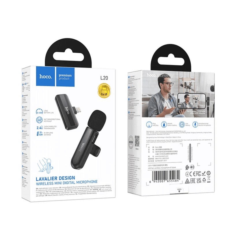 techplus Wireless Lavalier Microphone for iPhone & iPad | Lightning Connector & DSP Noise Reduction (L20-L) Wireless Lavalier Microphone for iPhone & iPad | Lightning Connector & DSP Noise Reduction (L20-L)