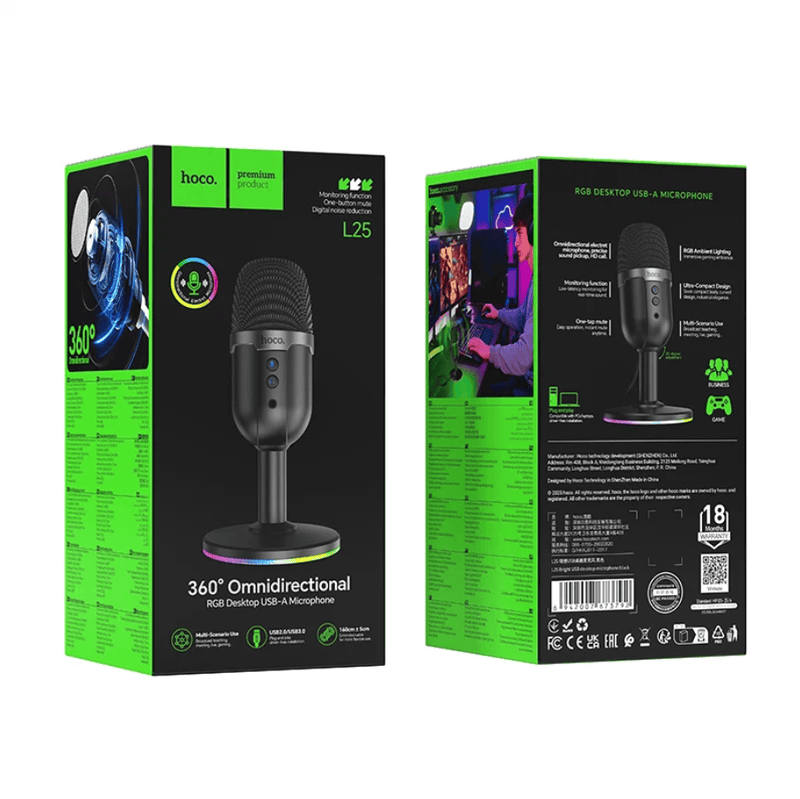 techplus L25 RGB Desktop Microphone Omnidirectional with One Key Mute for Gaming L25 RGB Desktop Microphone With One Key Mute TechPlus
