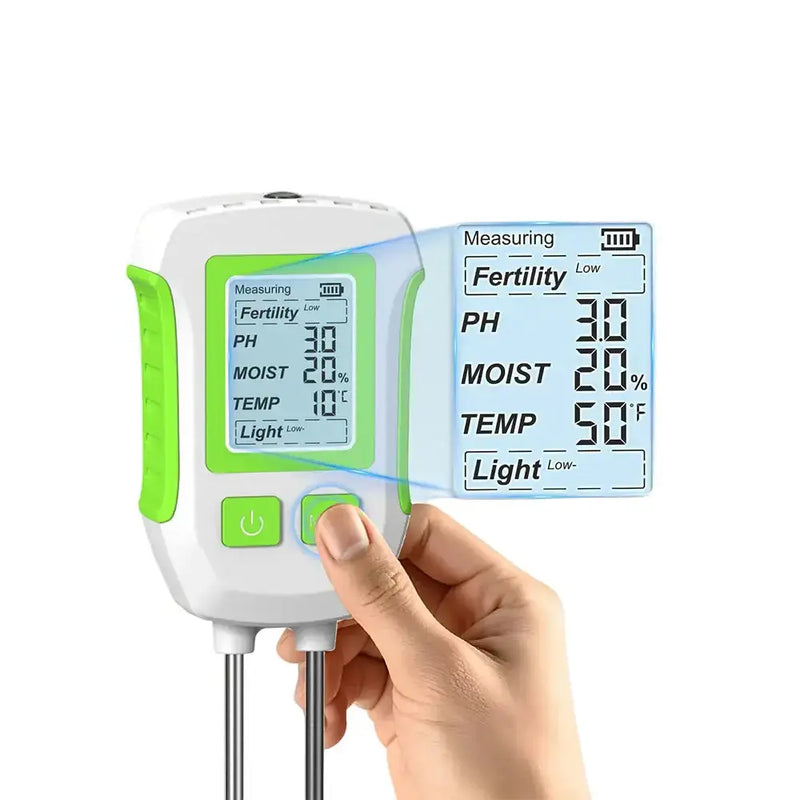 LCD 3/5-in-1 Handheld Soil Tester for pH, Moisture & Light (different colours & sets available) by Habicare