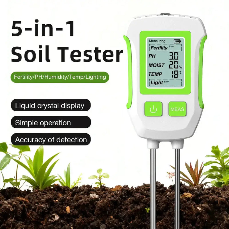 LCD 3/5-in-1 Handheld Soil Tester for pH, Moisture & Light (different colours & sets available) by Habicare