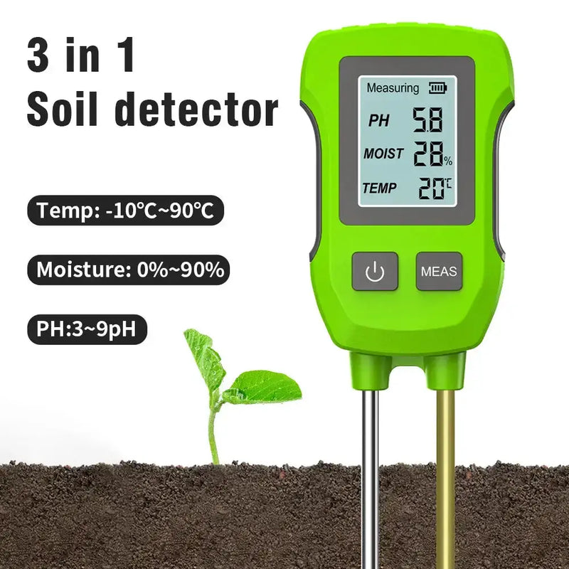 LCD 3/5-in-1 Handheld Soil Tester for pH, Moisture & Light (different colours & sets available) by Habicare