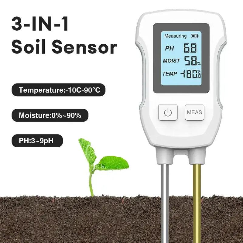 LCD 3/5-in-1 Handheld Soil Tester for pH, Moisture & Light (different colours & sets available) by Habicare