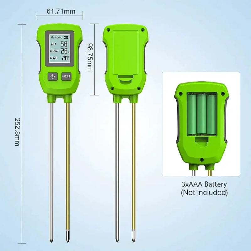 LCD 3/5-in-1 Handheld Soil Tester for pH, Moisture & Light (different colours & sets available) by Habicare