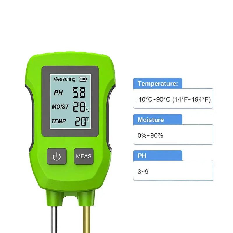 LCD 3/5-in-1 Handheld Soil Tester for pH, Moisture & Light (different colours & sets available) by Habicare