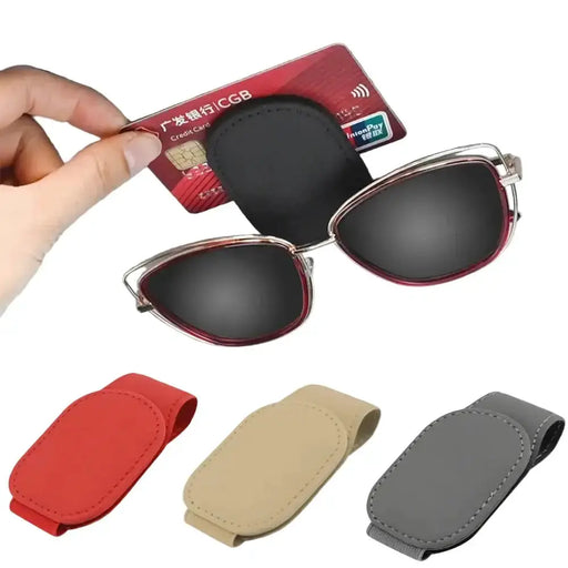 Leather Car Sunglasses & Card Holder Clip by Habicare
