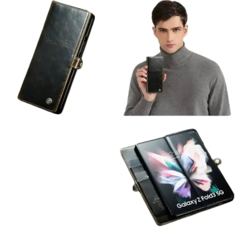 Leather Wallet Case for Samsung Galaxy Z Fold 6/5/4/3 by Habicare
