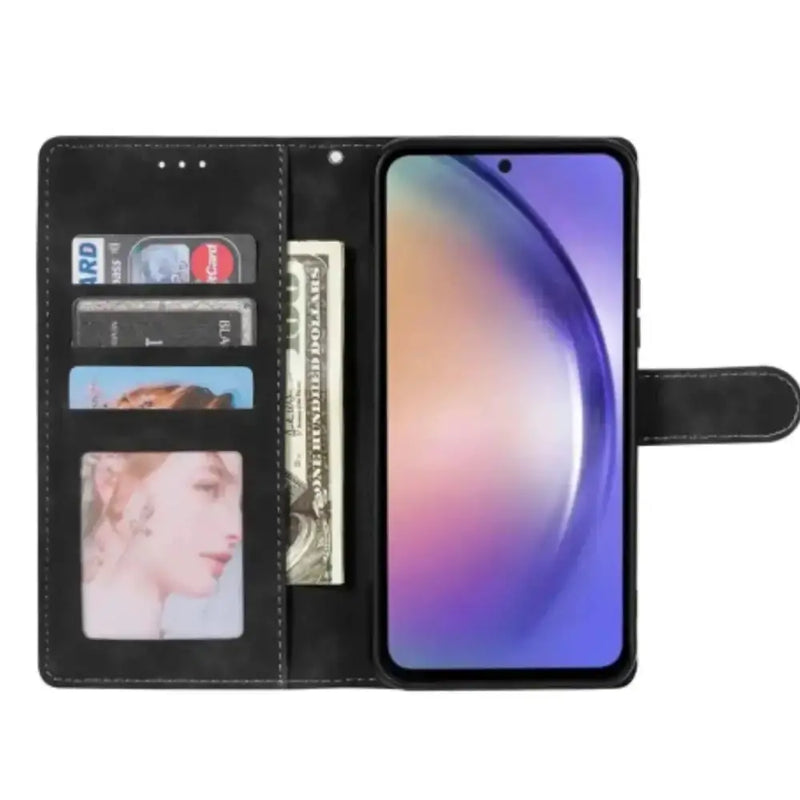 Leather Wallet Flip Case for Samsung Note & S Series (Black) by Habicare