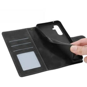 Leather Wallet Flip Case for Samsung Note & S Series (Black) by Habicare