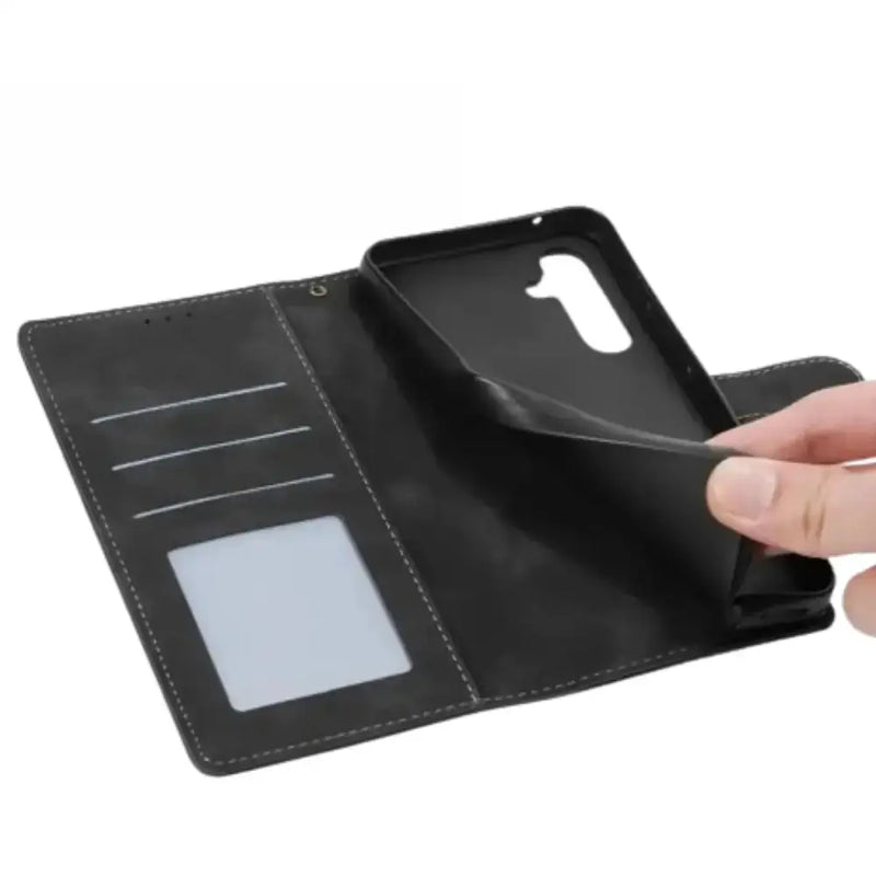 Leather Wallet Flip Case for Samsung Note & S Series (Black) by Habicare