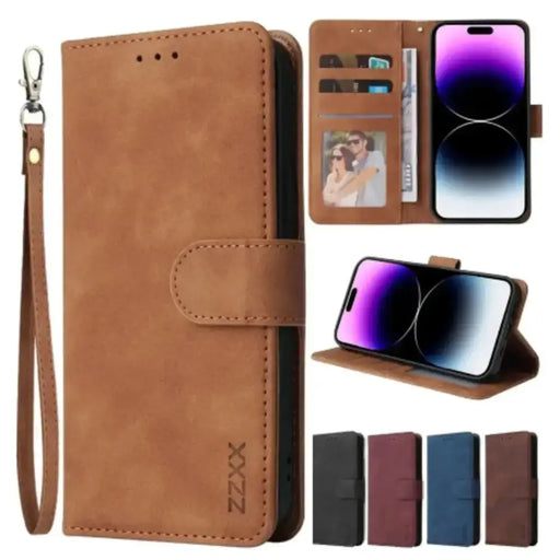 Leather Wallet Flip Case for Samsung Note & S Series (Brown) by Habicare