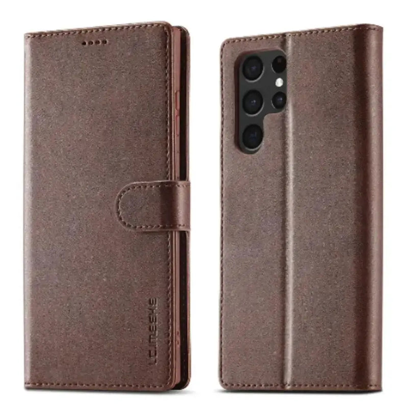 Leather Wallet Flip Case for Samsung Galaxy Series (Brown) by Habicare