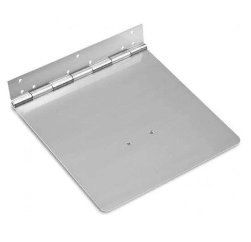 Lectrotab 9in x 9in Stainless Steel trim tab with rolled hinge for strength and reliability.