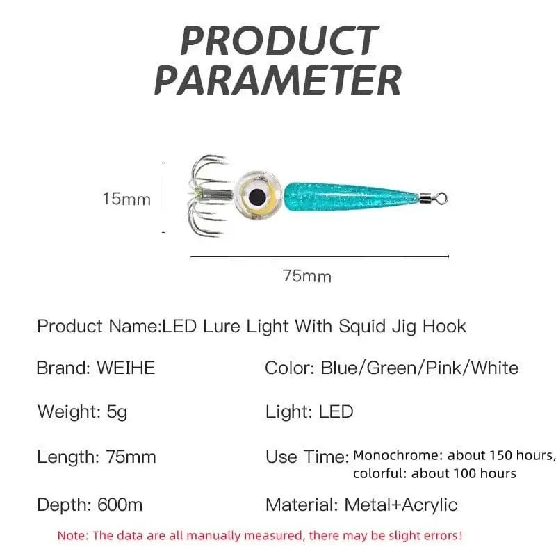 China China Fishing Lures 5g Squid Hook with LED Light Squid Jig Lure Luminous Webfoot Octopus Egi Artificial Bait Cuttlefish Sea Tackle