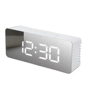 LED Mirror Alarm Clock with Temperature & Smart Night Light (available in 2 shapes) by Habicare