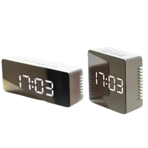 LED Mirror Alarm Clock with Temperature & Smart Night Light (available in 2 shapes) by Habicare