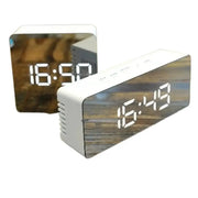 LED Mirror Alarm Clock with Temperature & Smart Night Light (available in 2 shapes) by Habicare