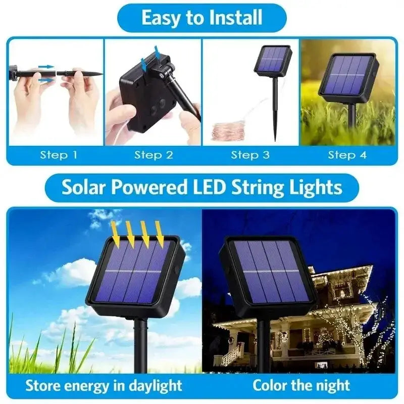 LED Solar Fairy String Lights (7m/12m/22m/32m) by Habicare