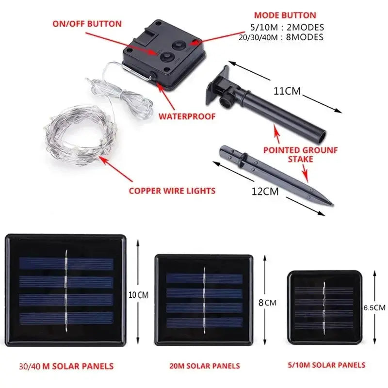 LED Solar Fairy String Lights (7m/12m/22m/32m) by Habicare