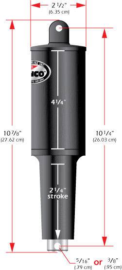 Lenco 101 XDS Short Actuator dimensions diagram showing 10 1/4" height and 2 1/4" stroke length.