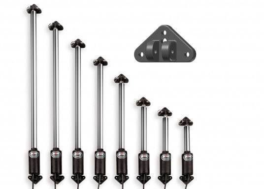 Lenco Linear Actuator - HL-1600 12 Volt linear actuators and mounting bracket displayed in a row.