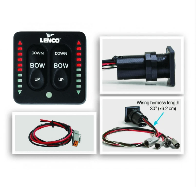 Lenco 9" X 12" Trim Tab Kit - Short Ram - LED control switch with wiring harness for better boat performance.