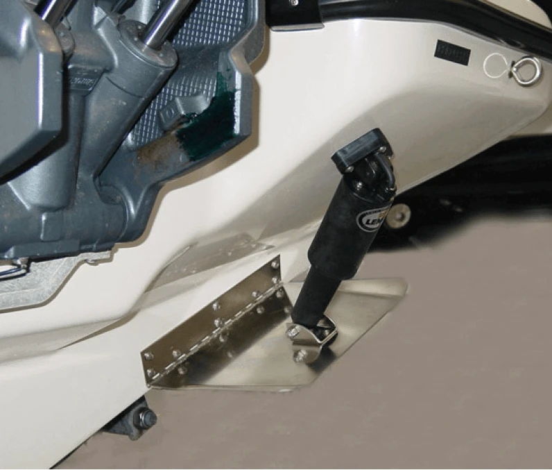Lenco 9" X 12" Trim Tab Kit - Short Ram - LED installed on a boat, enhancing performance and ride quality.