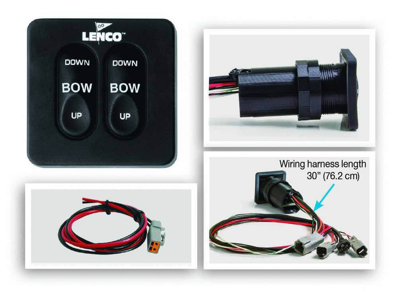Lenco Up/Down Switch Panel with Retractor featuring waterproof connection plugs and wiring harness.