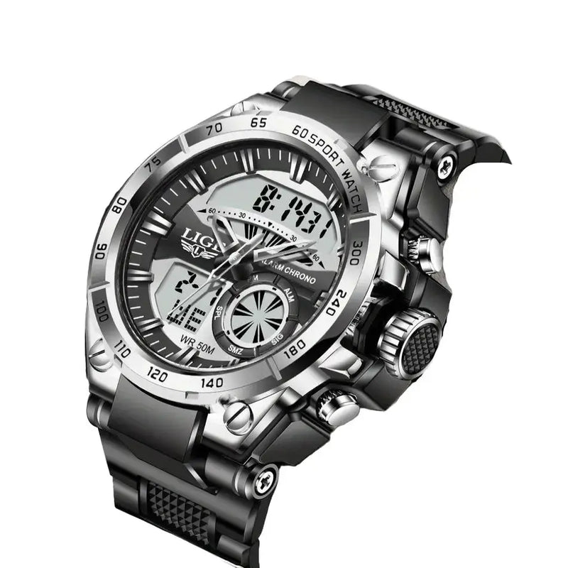 LIGE Men's Digital Sports Watch – LED Display, Quartz Movement, Stopwatch (4 designs available) by Habicare