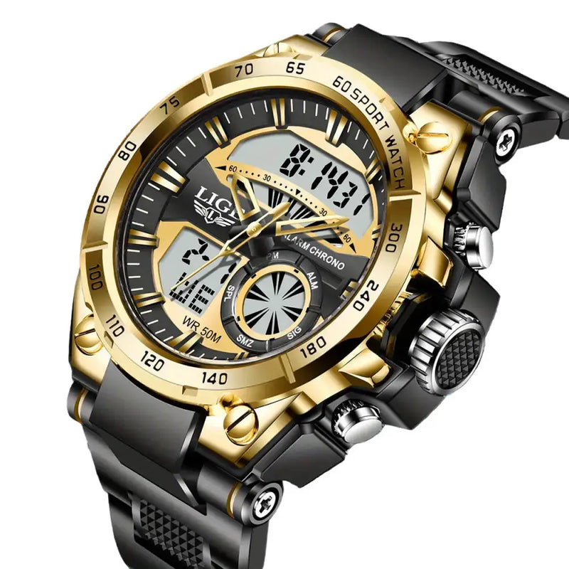 LIGE Men's Digital Sports Watch – LED Display, Quartz Movement, Stopwatch (4 designs available) by Habicare