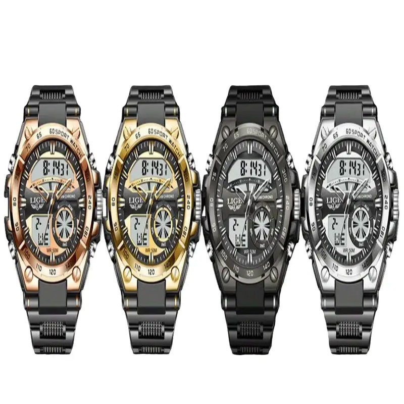 LIGE Men's Digital Sports Watch – LED Display, Quartz Movement, Stopwatch (4 designs available) by Habicare
