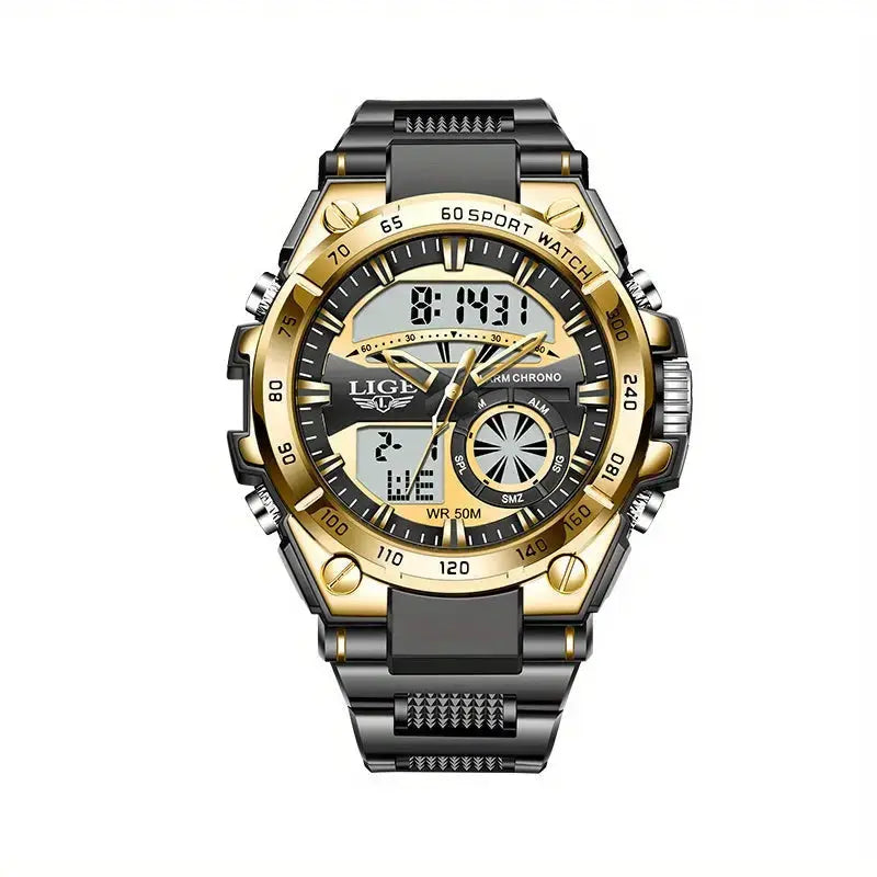 LIGE Men's Digital Sports Watch – LED Display, Quartz Movement, Stopwatch (4 designs available) by Habicare