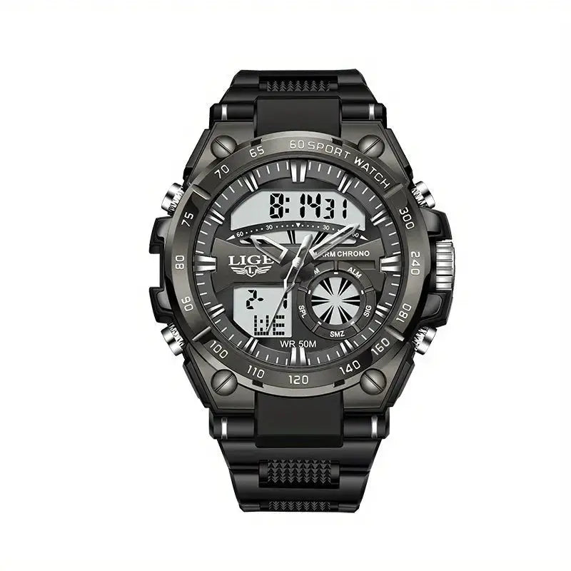 LIGE Men's Digital Sports Watch – LED Display, Quartz Movement, Stopwatch (4 designs available) by Habicare