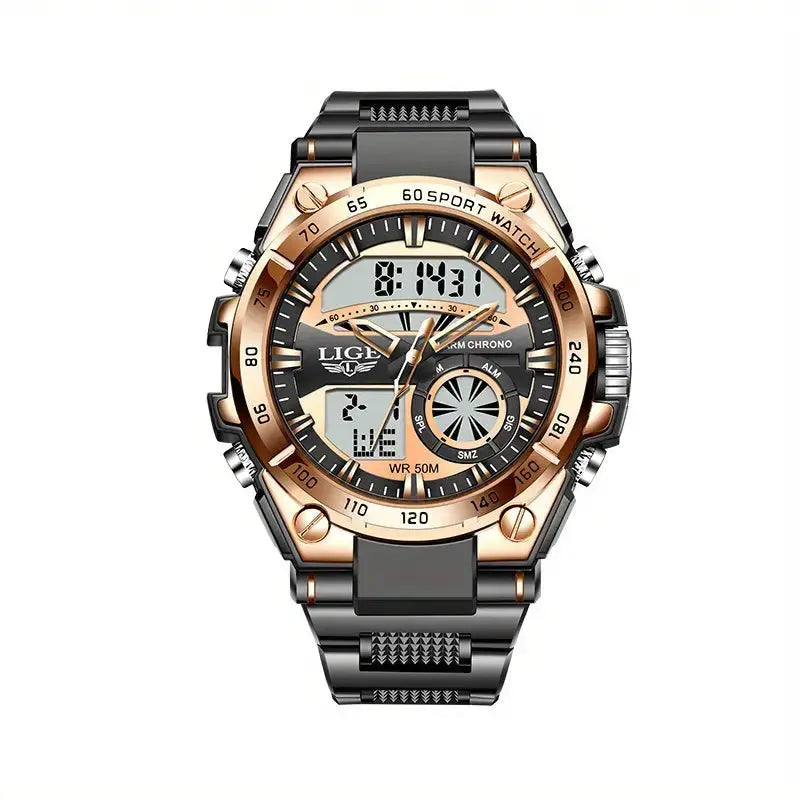 LIGE Men's Digital Sports Watch – LED Display, Quartz Movement, Stopwatch (4 designs available) by Habicare