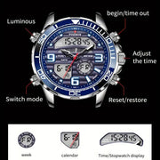 LIGE Men's Dual Display Watch – Stainless Steel Quartz (6 models available) by Habicare