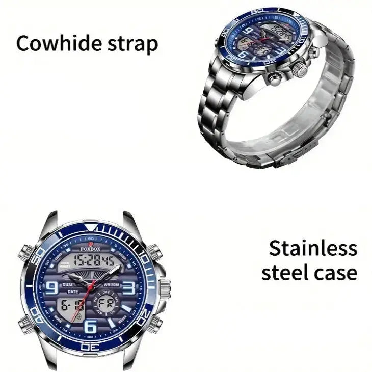 LIGE Men's Dual Display Watch – Stainless Steel Quartz (6 models available) by Habicare