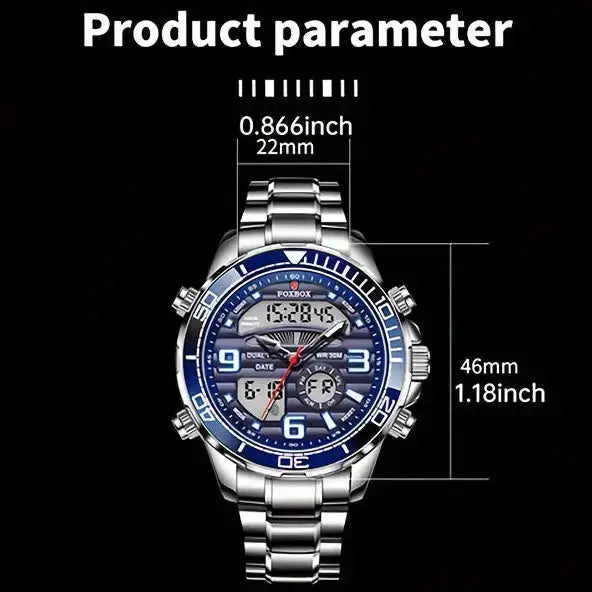 LIGE Men's Dual Display Watch – Stainless Steel Quartz (6 models available) by Habicare