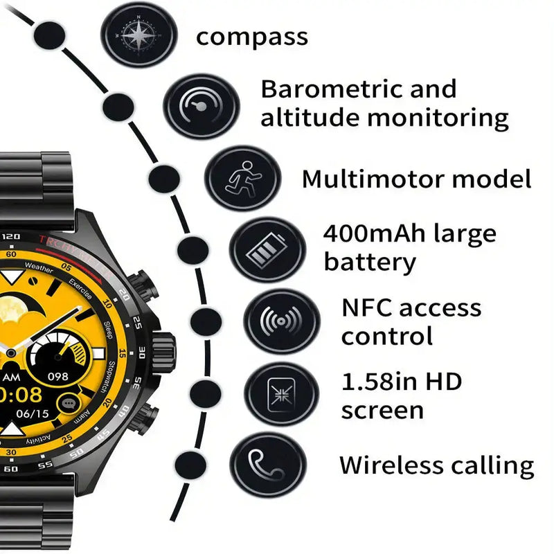 LIGE Men's Smart Watch – Touch Screen with Wireless Calls & Fitness Tracking (6 designs available) by Habicare