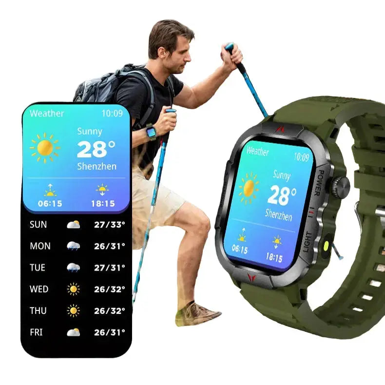 LIGE Men's Smartwatch – 2.01" Large Screen with Flashlight, Weather Alerts by Habicare