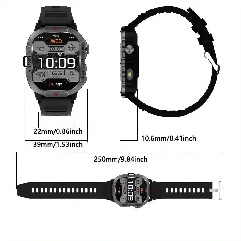 LIGE Men's Smartwatch – 2.01" Large Screen with Flashlight, Weather Alerts by Habicare