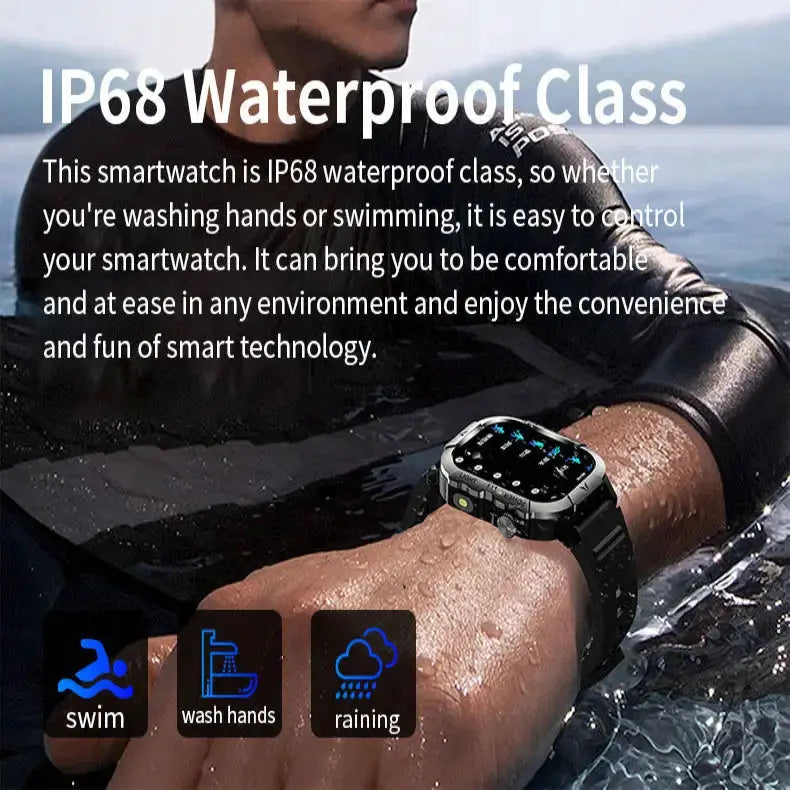 LIGE Men's Smartwatch – 2.01" Large Screen with Flashlight, Weather Alerts by Habicare